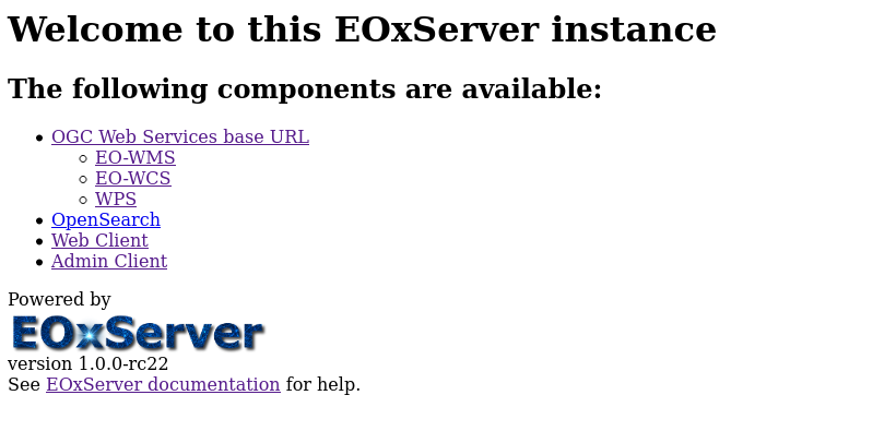 Inicio de demostración de EOxServer