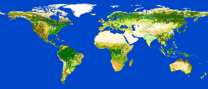 Mappa ESA Globcover mostrata da actinia