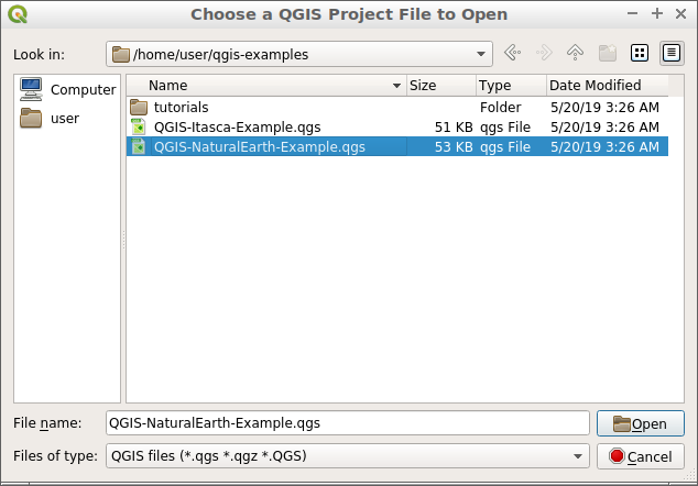 QGIS Open project