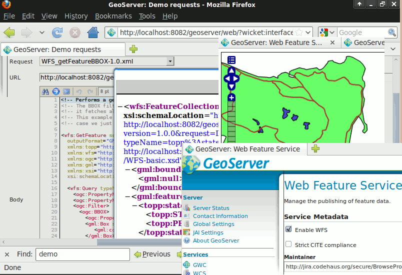 Capture d'écran de GeoServer