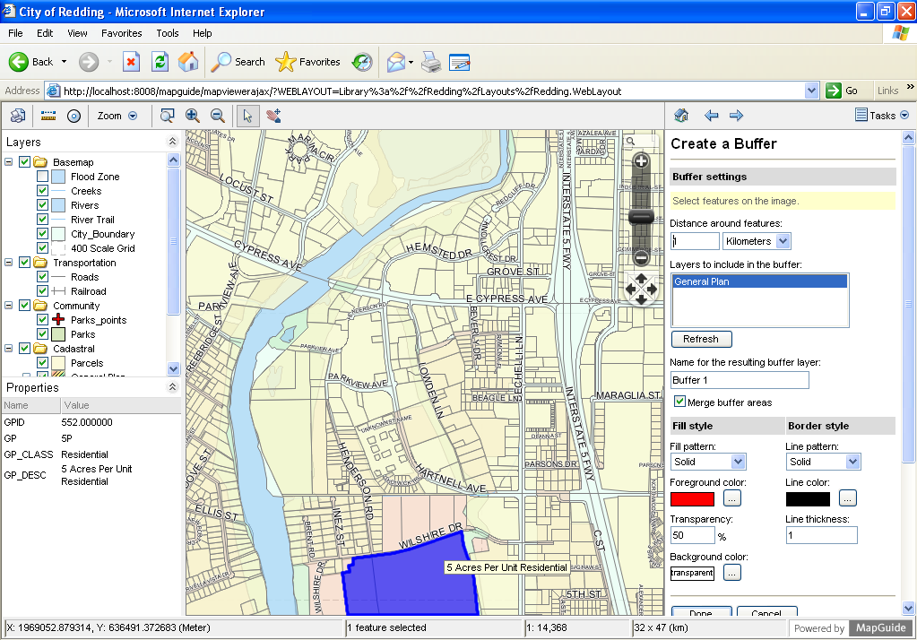 Capture d'écran MapGuide